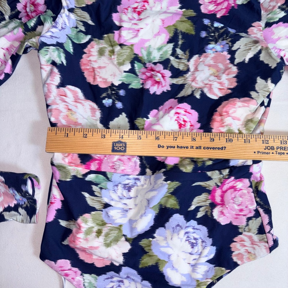 Maaji Long Sleeve One Piece Swimsuit XL Navy Floral NEW Open Back Surf Suit - Picture 8 of 13